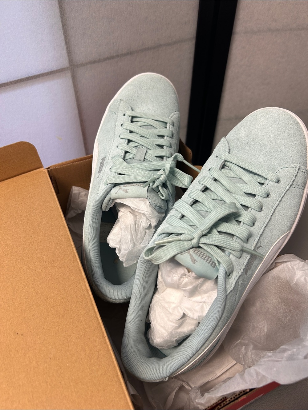 Puma Women's Suede Sneakers in Mint Green